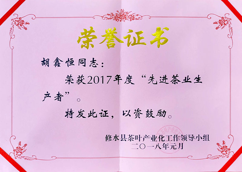 2017年度先进茶叶生产者